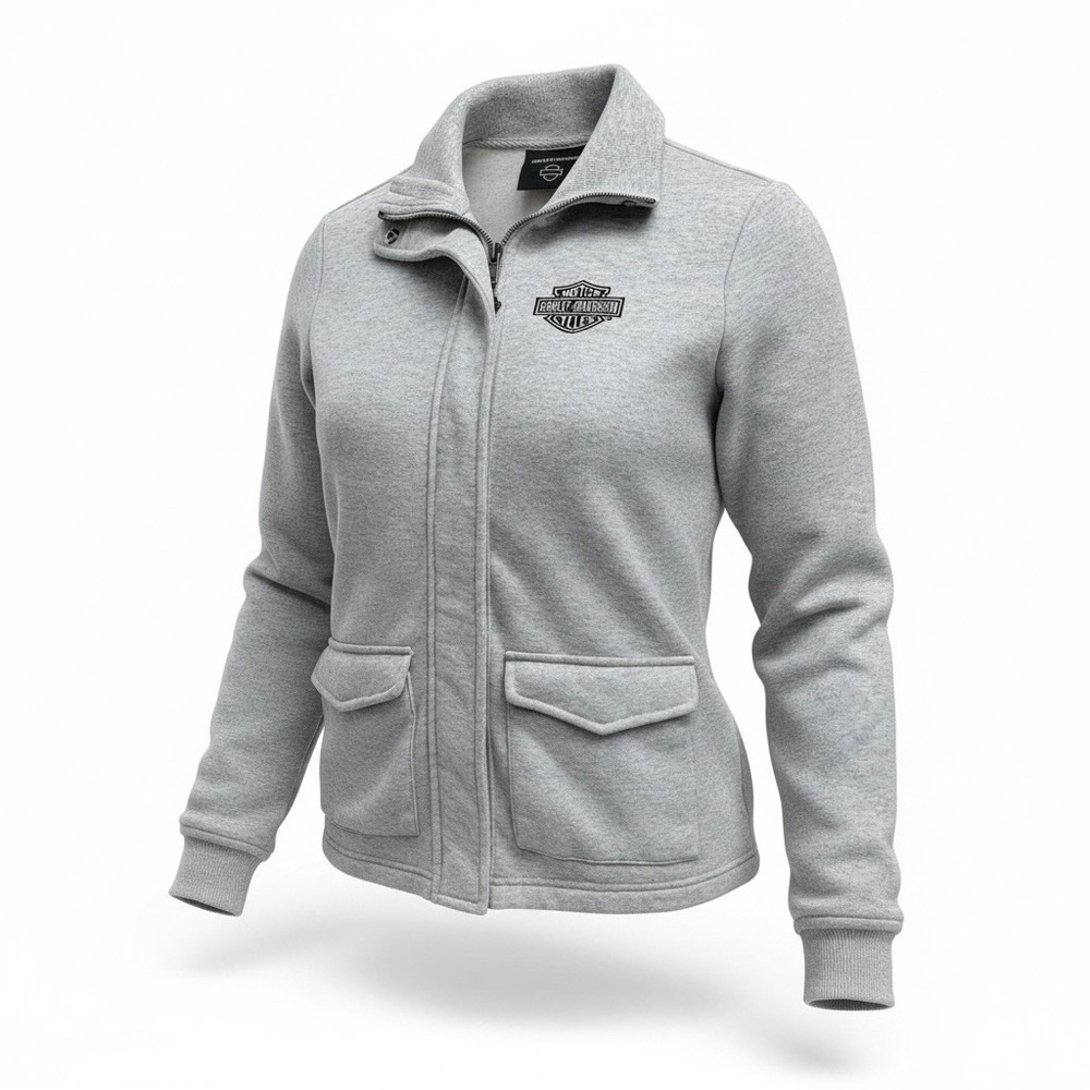 GENUINE HARLEY DAVIDSON 96671-23VW WOMEN'S SMALL GREY HEATHER JACKET FLEECE